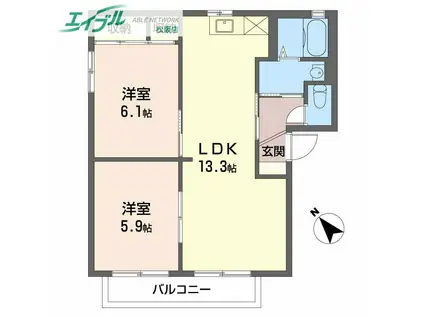 セレソ末広(2LDK/2階)の間取り写真