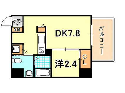 シティフラット兵庫(1DK/10階)の間取り写真