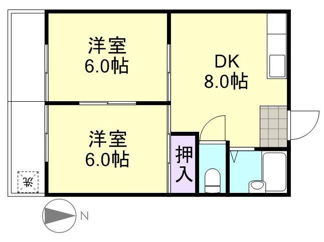 楽寿マンション(2DK/3階)の間取り写真
