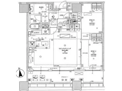 SHIROKANE THE SKY E棟(2LDK/30階)の間取り写真