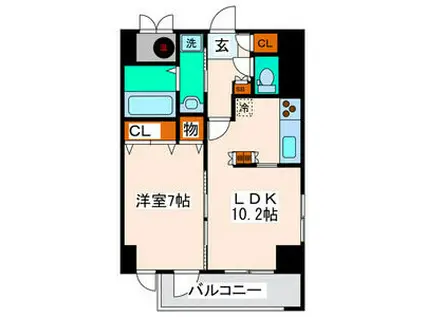 USビル(1LDK/7階)の間取り写真