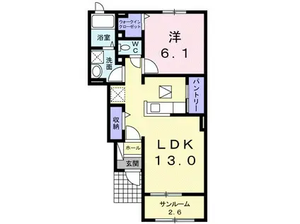 ブリーゼ楓II A(1LDK/1階)の間取り写真