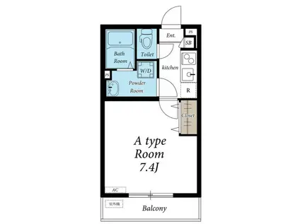 リブリ・CALME-DEUX(1K/2階)の間取り写真