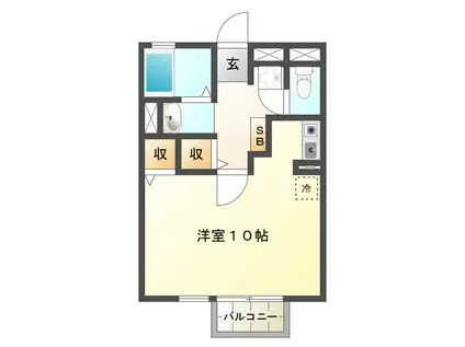 ラ・メールTAKASAGO B(1K/1階)の間取り写真