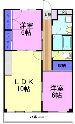 メゾンド・ダイハチ(2LDK/3階)の間取り写真