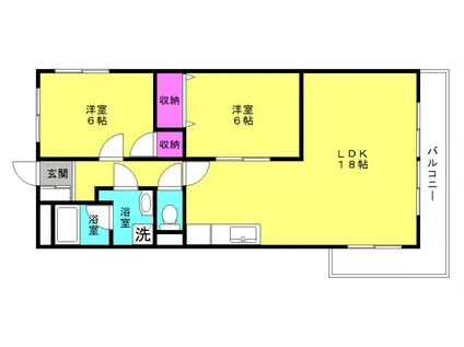 ルミエール弐番館(2LDK/4階)の間取り写真
