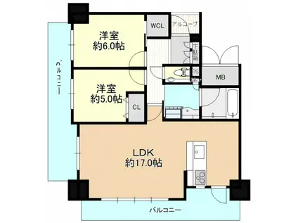 広島ガーデンシティ白島城北イーストタワー(2LDK/8階)の間取り写真