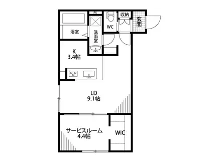 モナベルII(1LDK/2階)の間取り写真