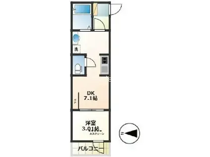 GRAND FORET(1DK/3階)の間取り写真