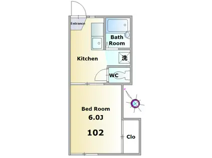 ハイツAI(1K/1階)の間取り写真