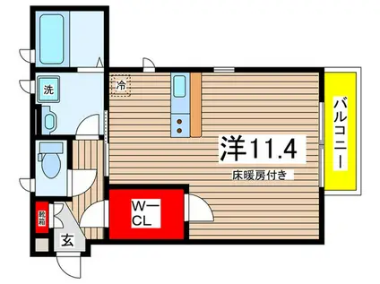 グレイスクレイン(ワンルーム/1階)の間取り写真