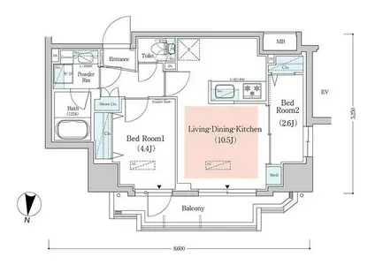 アーバネックス西新宿II(2LDK/3階)の間取り写真
