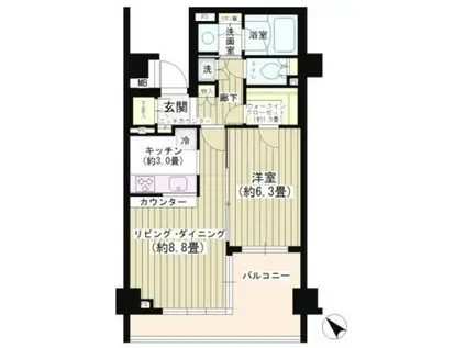 パークホームズ白金高輪アーバンレジデンスパークホームズシロカネタカナ(1LDK/1階)の間取り写真