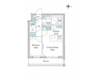 スタイリオ池上サウス(1LDK/4階)の間取り写真