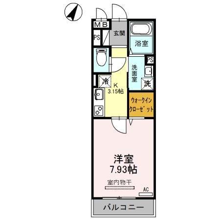 エヴァーラスティング桶川(1K/3階)の間取り写真