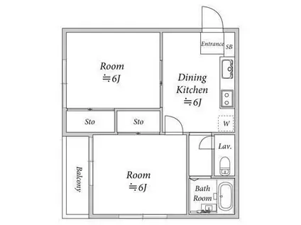 ヴィラコートマカベ1(2DK/1階)の間取り写真