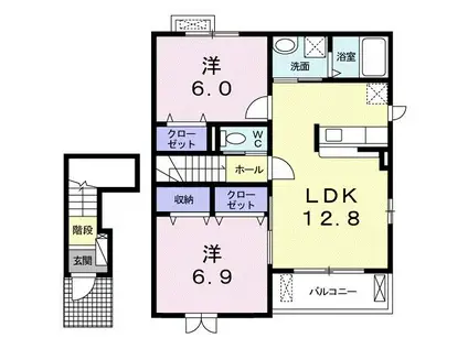 クレールVII(2LDK/2階)の間取り写真