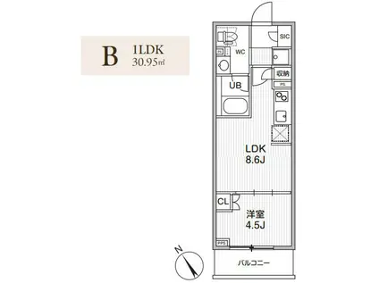 グランエール西日暮里ノース(1LDK/2階)の間取り写真