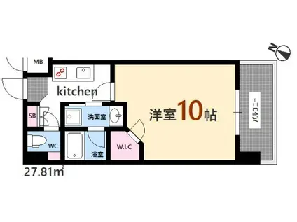 エイトバレー広島駅前スタジアムサイド(1K/11階)の間取り写真