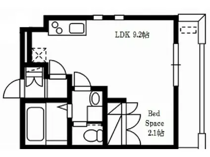 アムールA(ワンルーム/2階)の間取り写真