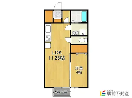 ハピネスコート(1LDK/1階)の間取り写真