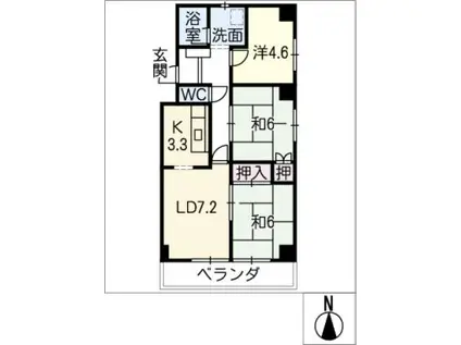 セントラルシティとよはし(3LDK/8階)の間取り写真