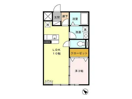 プレステージ南通(1LDK/2階)の間取り写真