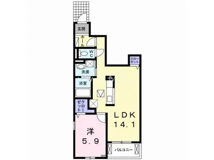 アメニティ コートII(1LDK/1階)の間取り写真