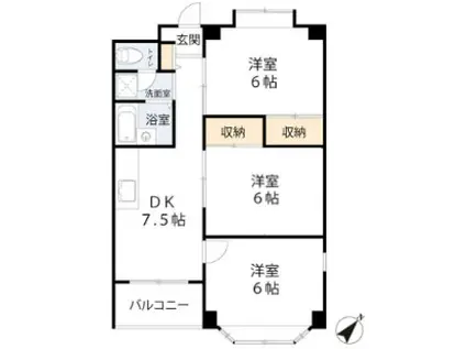 ニューブライトマンション(3DK/3階)の間取り写真