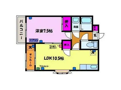 クローネ笹倉(1LDK/1階)の間取り写真