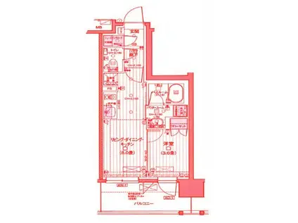 デュオステージ相模大塚(1LDK/9階)の間取り写真
