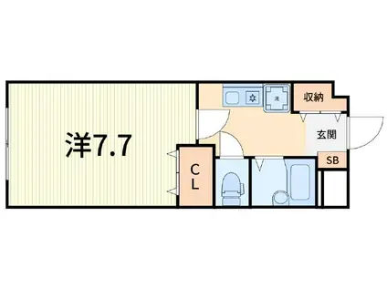 サイプレスガーデン(1K/1階)の間取り写真