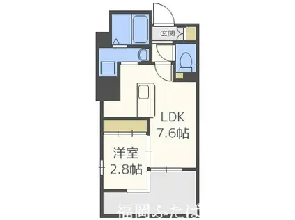 レジデンシャルヒルズ リバープレイス(1LDK/9階)の間取り写真