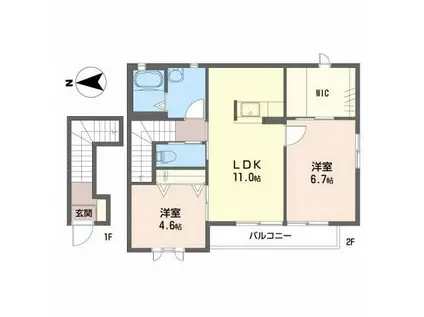 ガーデニアナナ(2LDK/2階)の間取り写真