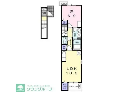 ドゥ ボヌールII(1LDK/2階)の間取り写真