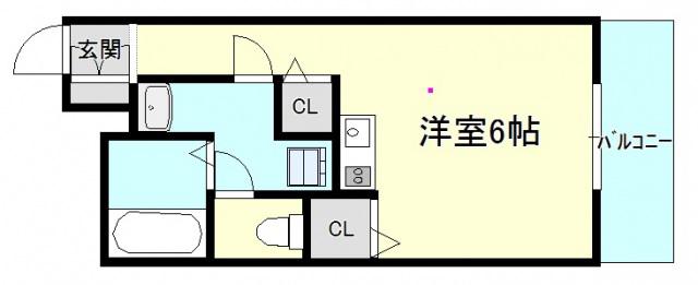 ロアールUS(ワンルーム/3階)の間取り写真