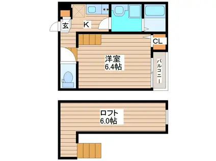 LES SAISONS新田(1K/1階)の間取り写真