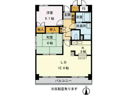 ライブ・トピア寺町(2LDK/1階)の間取り写真