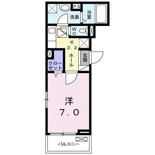 リオン B(1K/1階)の間取り写真