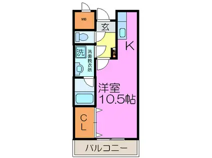 青葉丘リーセント(ワンルーム/3階)の間取り写真