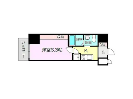 レジュールアッシュプレミアムツイン1(1K/9階)の間取り写真