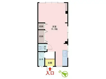 サニービル(ワンルーム/3階)の間取り写真