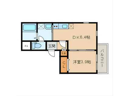 CHERIM名島(1DK/2階)の間取り写真