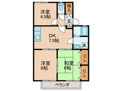 ディアフレンド(3DK/1階)の間取り写真