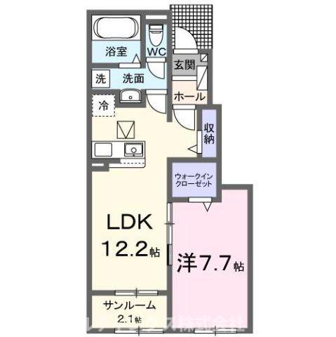ゼファー・ガーデン(1LDK/1階)の間取り写真