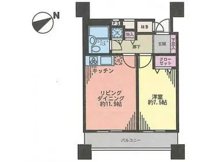 LOOP-M(1LDK/3階)の間取り写真