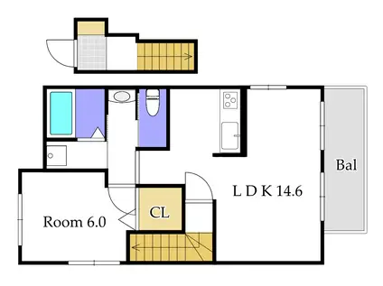 カバメゾン平野(1LDK/2階)の間取り写真