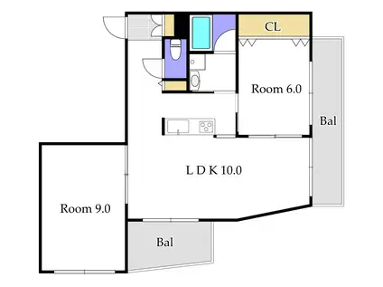 P&I伊島西ハイツ(2LDK/4階)の間取り写真