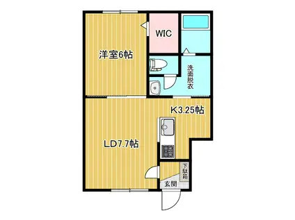 イルニード(1LDK/1階)の間取り写真