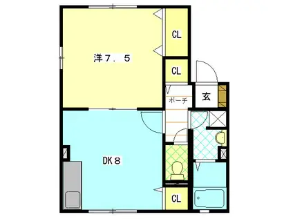 シェ・モア志都呂A(1LDK/1階)の間取り写真